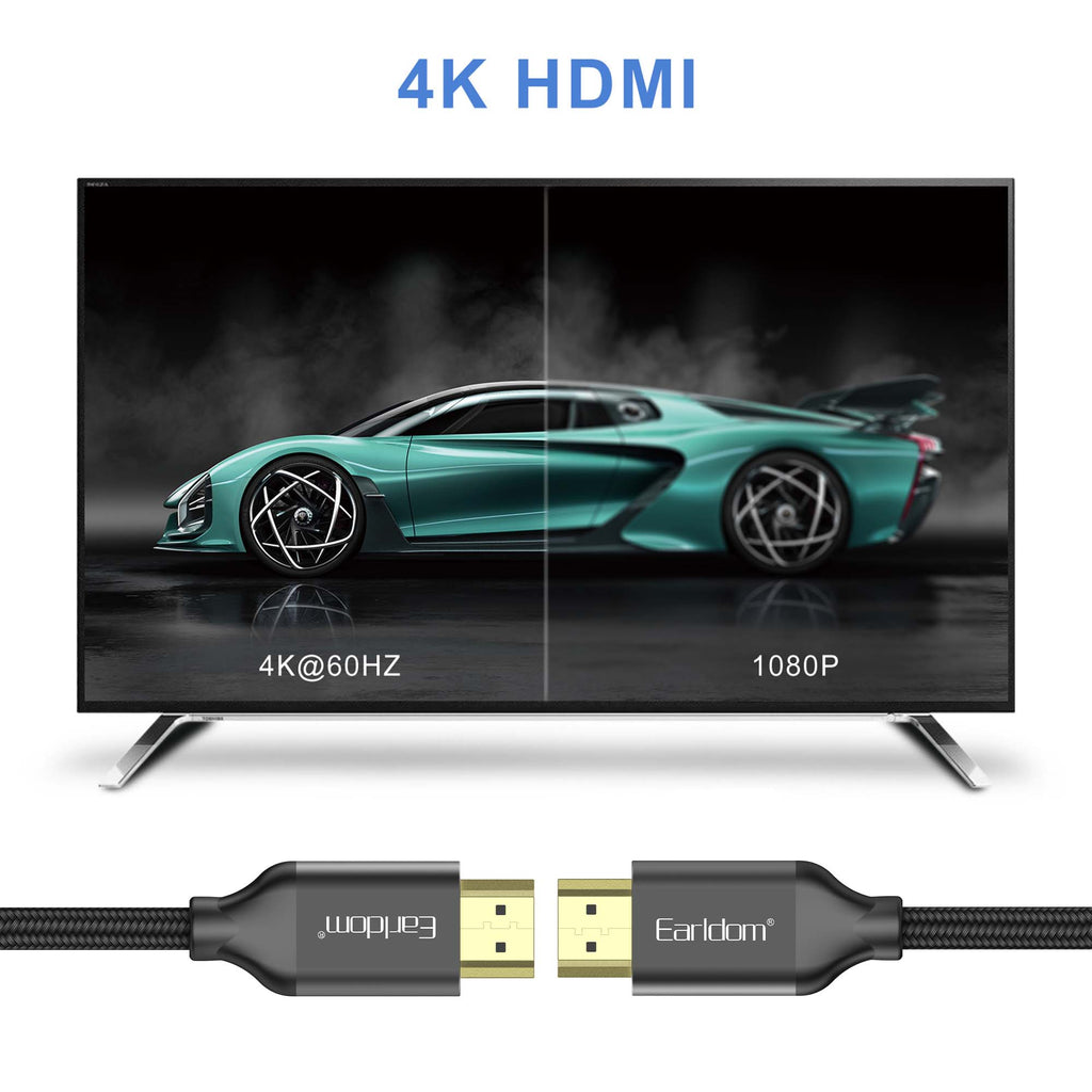 Кабел Earldom ET-W26 HDMI - HDMI, 5м., 4K, С оплетка, Черен - 18386