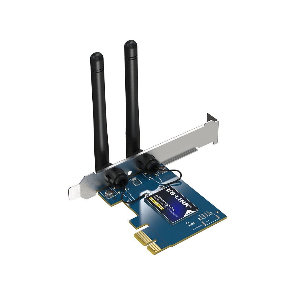 Безжичен мрежов адаптер LB-LINK BL-P650H, PCI-E, 650Mbps, 2.4/5Ghz, 2 x 6dBi, Син - 19048