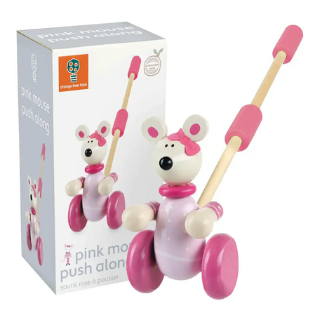 Дървена Буталка с розово мишле, в кутия - Animals Collection