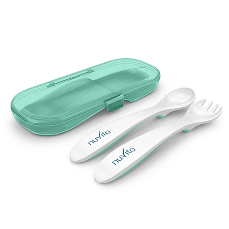 8477 Nuvita комплект вилица и лъжица в кутия COOL GREEN - снимка 2