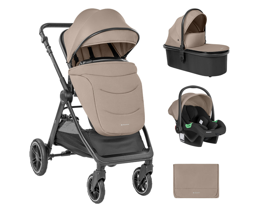 Комбинирана количка 3в1 с кош за новородено Ava Beige | Kikkaboo