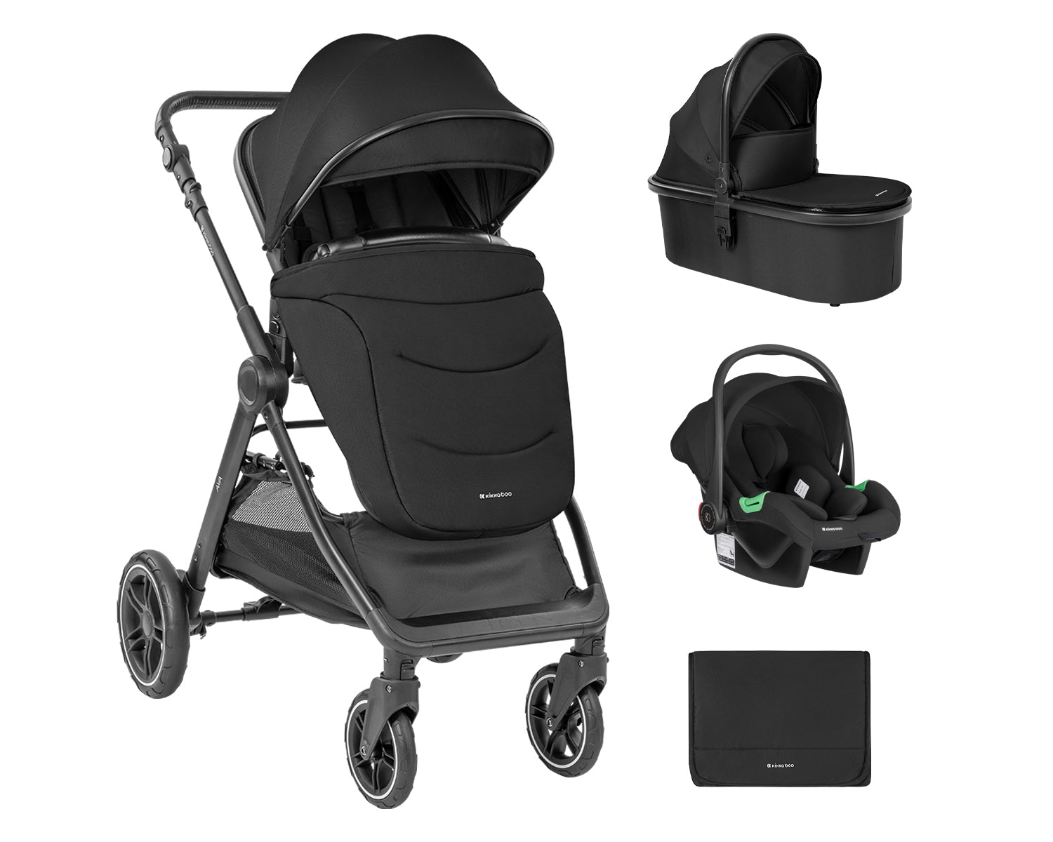 Комбинирана количка 3в1 с кош за новородено Ava Black | Kikkaboo