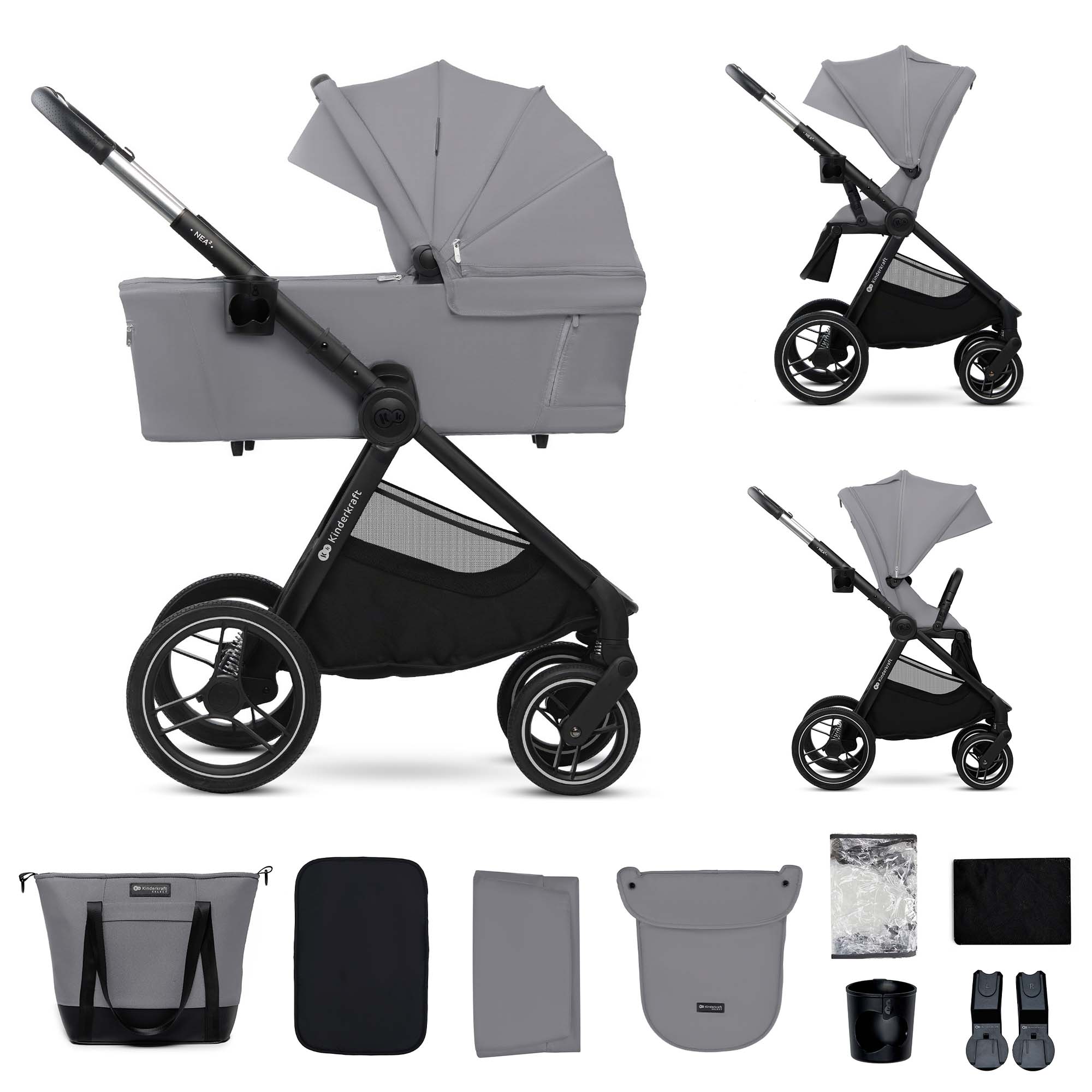 KinderKraft бебешка количка 2в1 NEA 2.0 PLATINIUM GREY - снимка 14