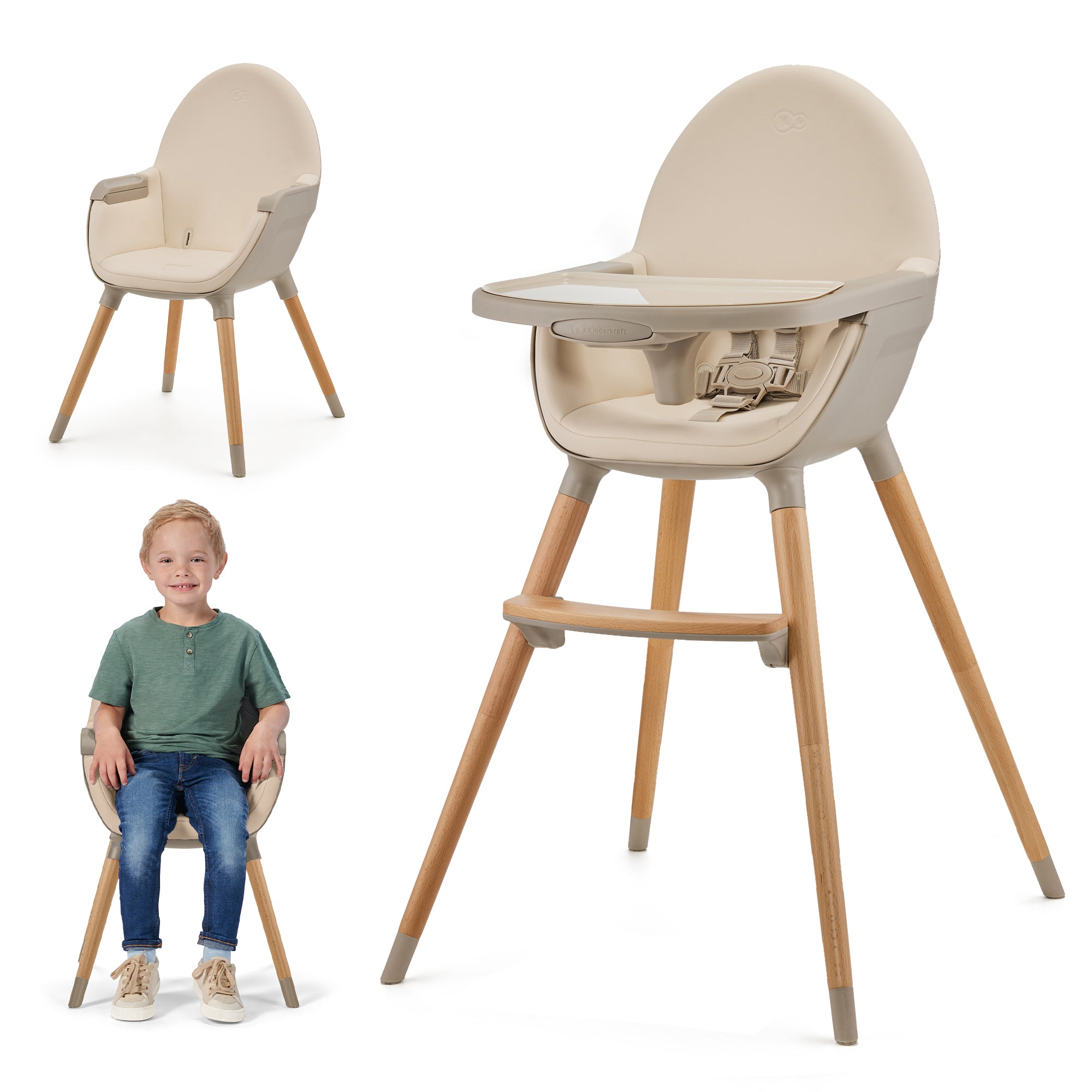 Kinderkraft FINI 2 столче за хранене BEIGE - снимка 8