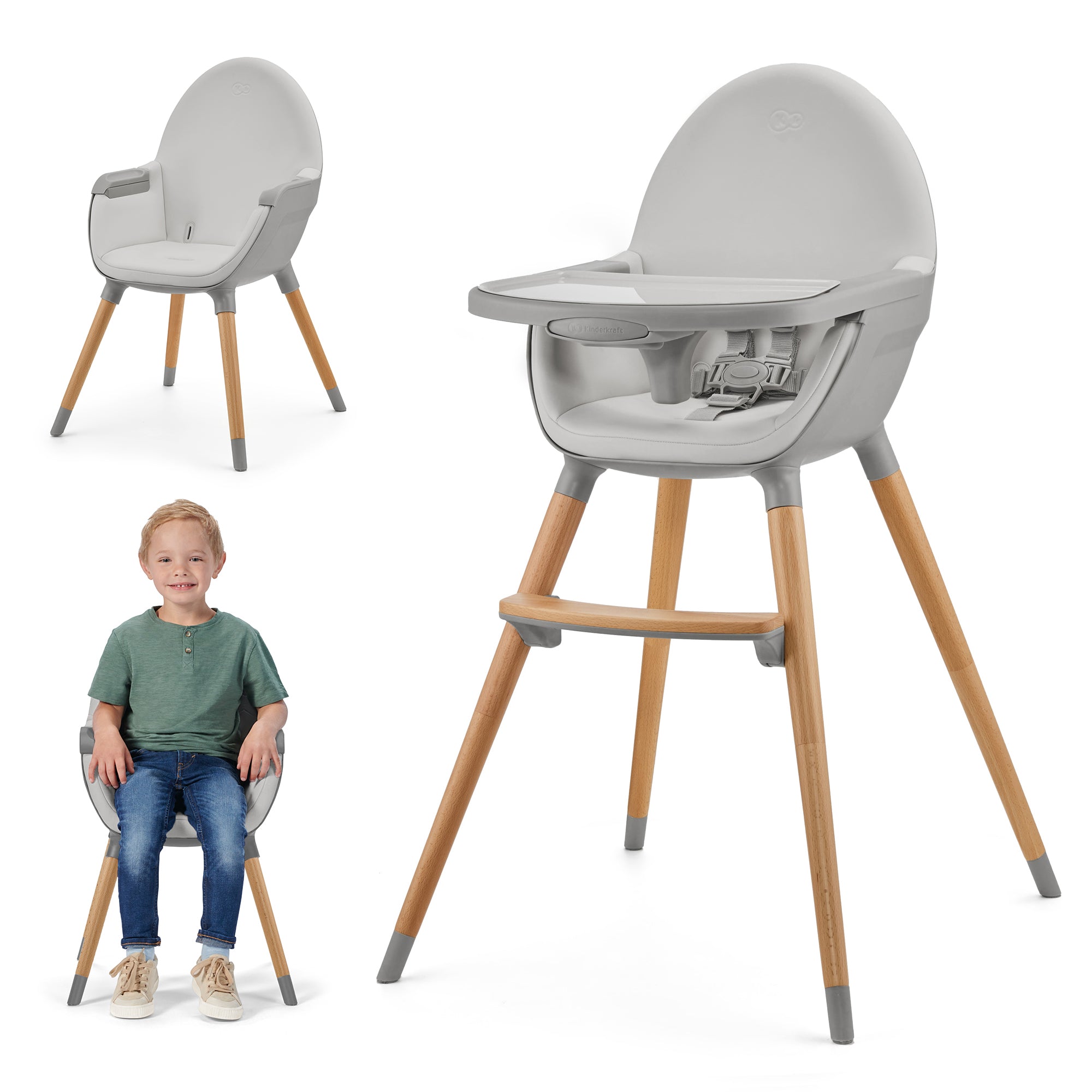 Kinderkraft FINI 2 столче за хранене GREY - снимка 2