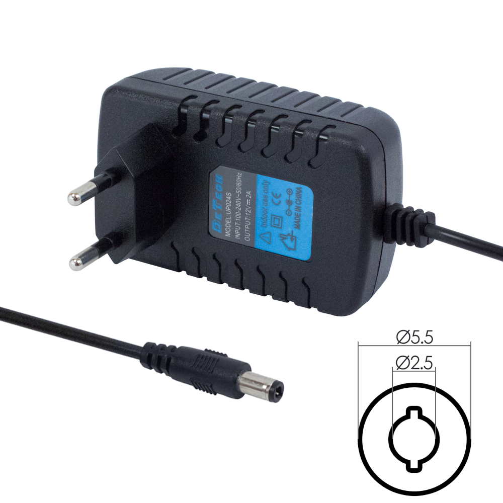 Адаптер DeTech 12V/ 2A 5.5*2.5 - 202