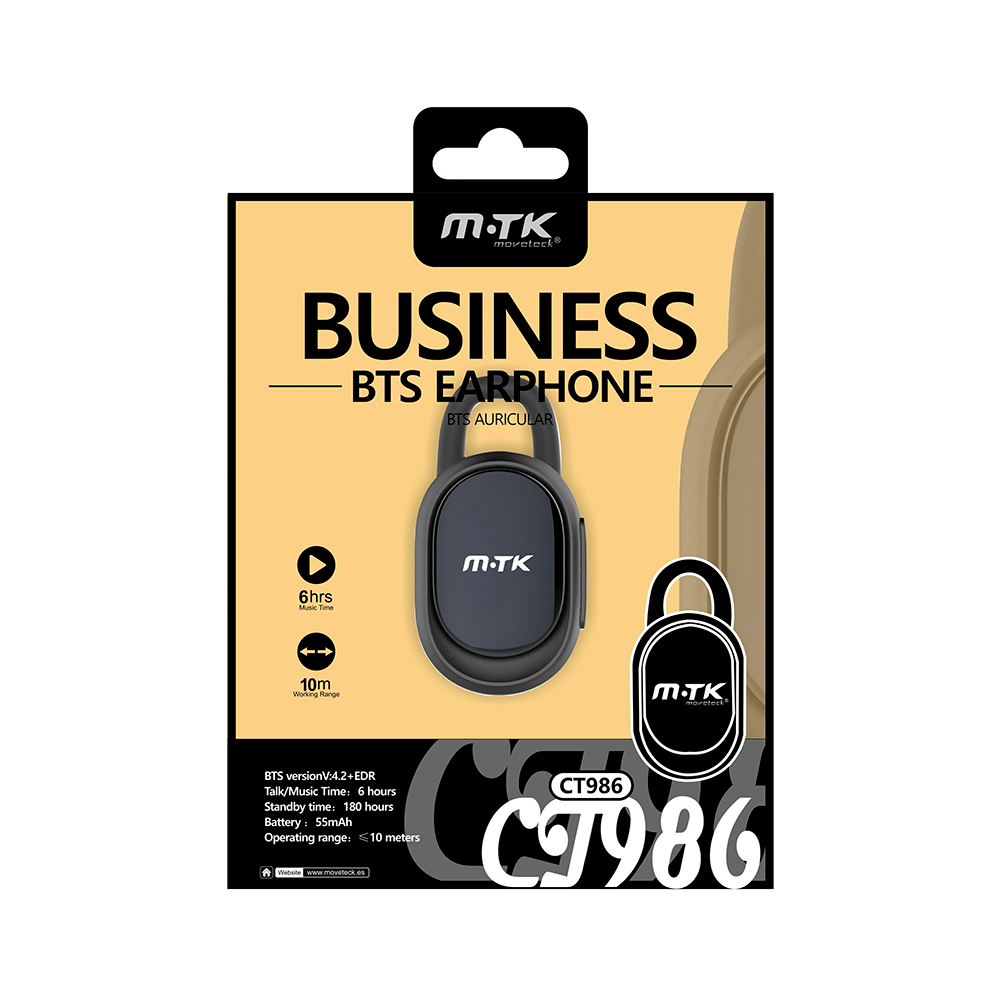 Bluetooth слушалка Moveteck CT986, Различни цветове - 20432