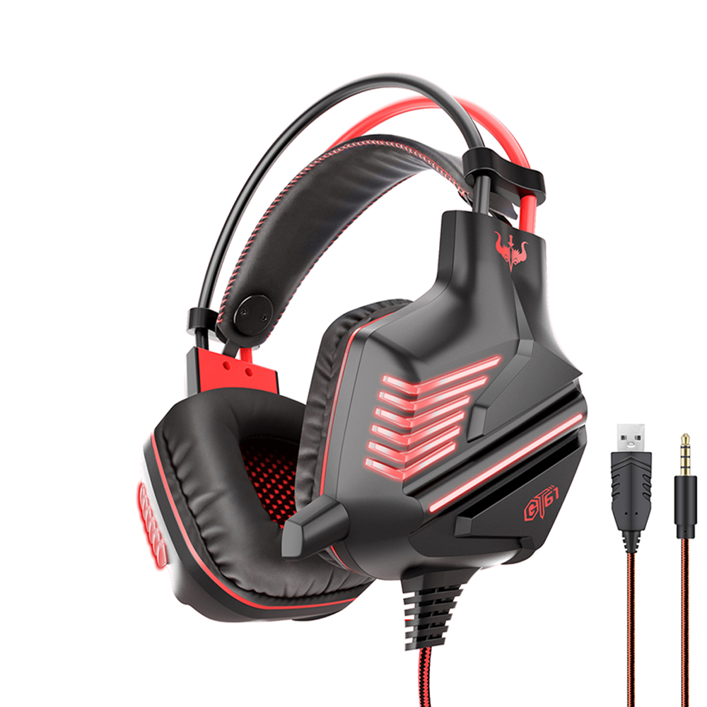 Слушалки Ovleng GT61, За компютър, Подсветка, Микрофон, USB + 3.5mm, Различни цветове - 20494