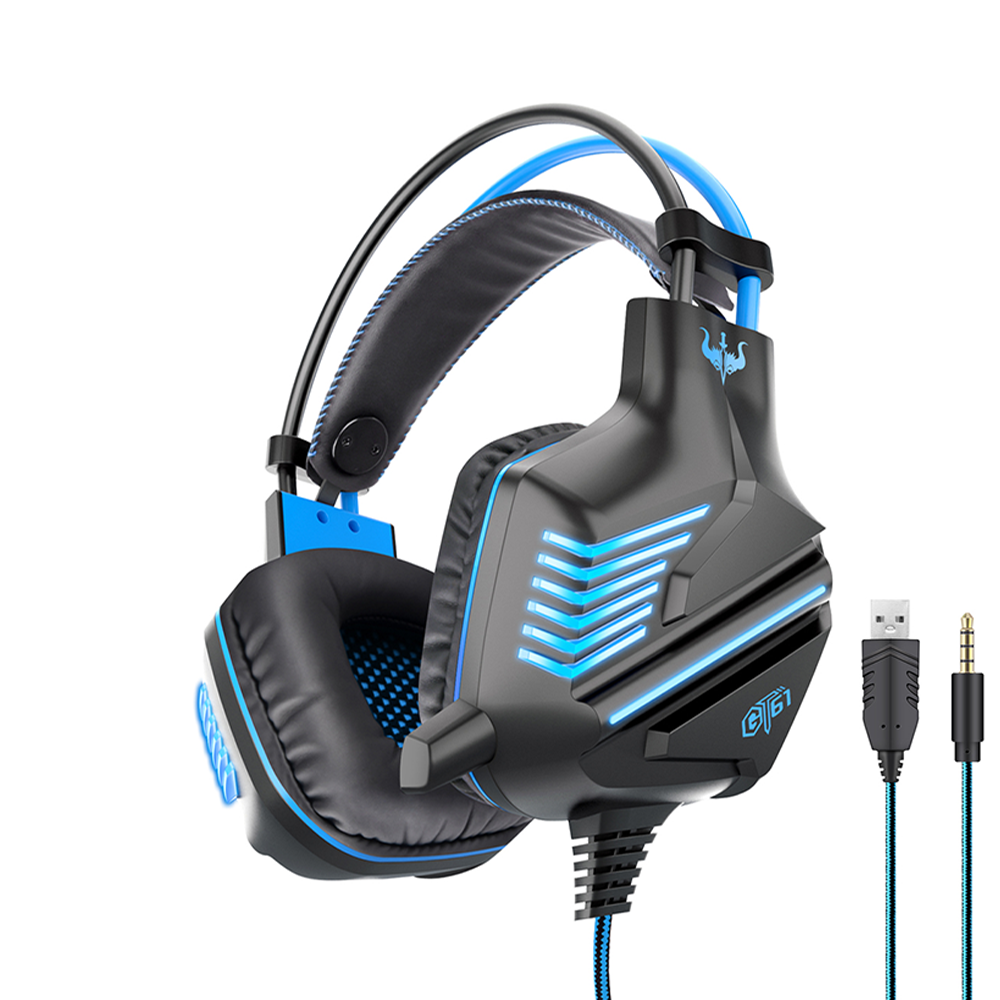 Слушалки Ovleng GT61, За компютър, Подсветка, Микрофон, USB + 3.5mm, Различни цветове - 20494