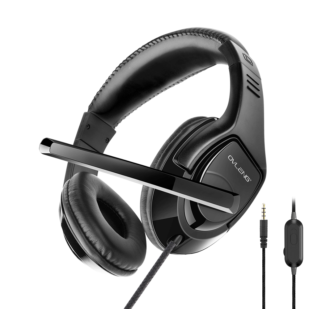 Слушалки за мобилни устройства Ovleng OV-P1, За PS4, Микрофон, 3.5mm, Черен - 20496