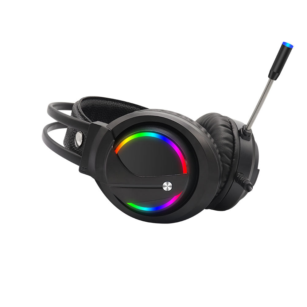 Слушалки Moveteck CT019, За компютър, Подсветка, Микрофон, USB + 3.5mm, Черен - 20516