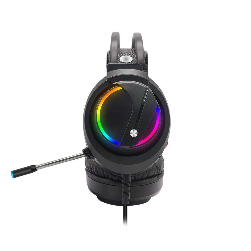Слушалки Moveteck CT019, За компютър, Подсветка, Микрофон, USB + 3.5mm, Черен - 20516
