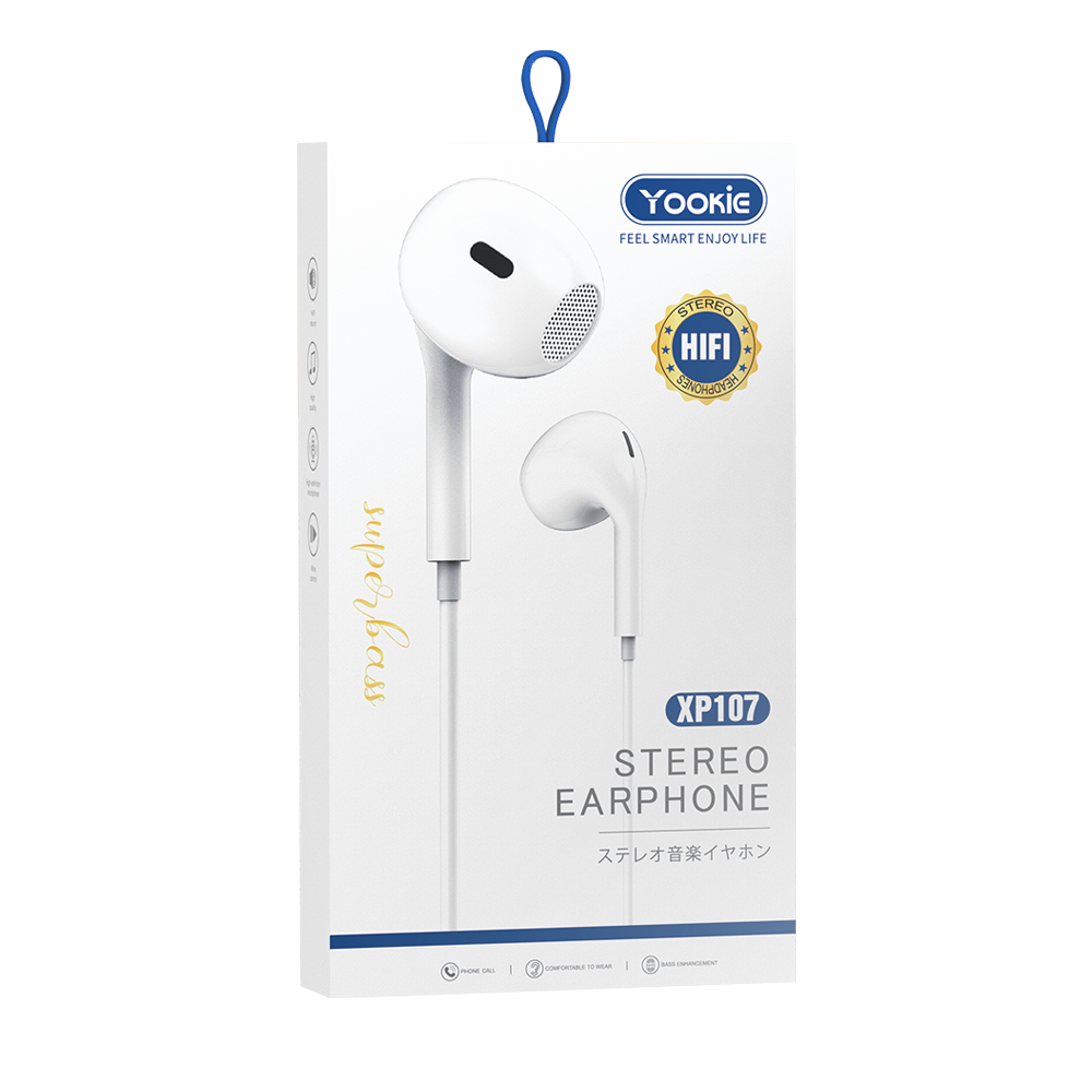 Слушалки за мобилни устройства Yookie XP107, Type-C, Mикрофон, Бял - 20646