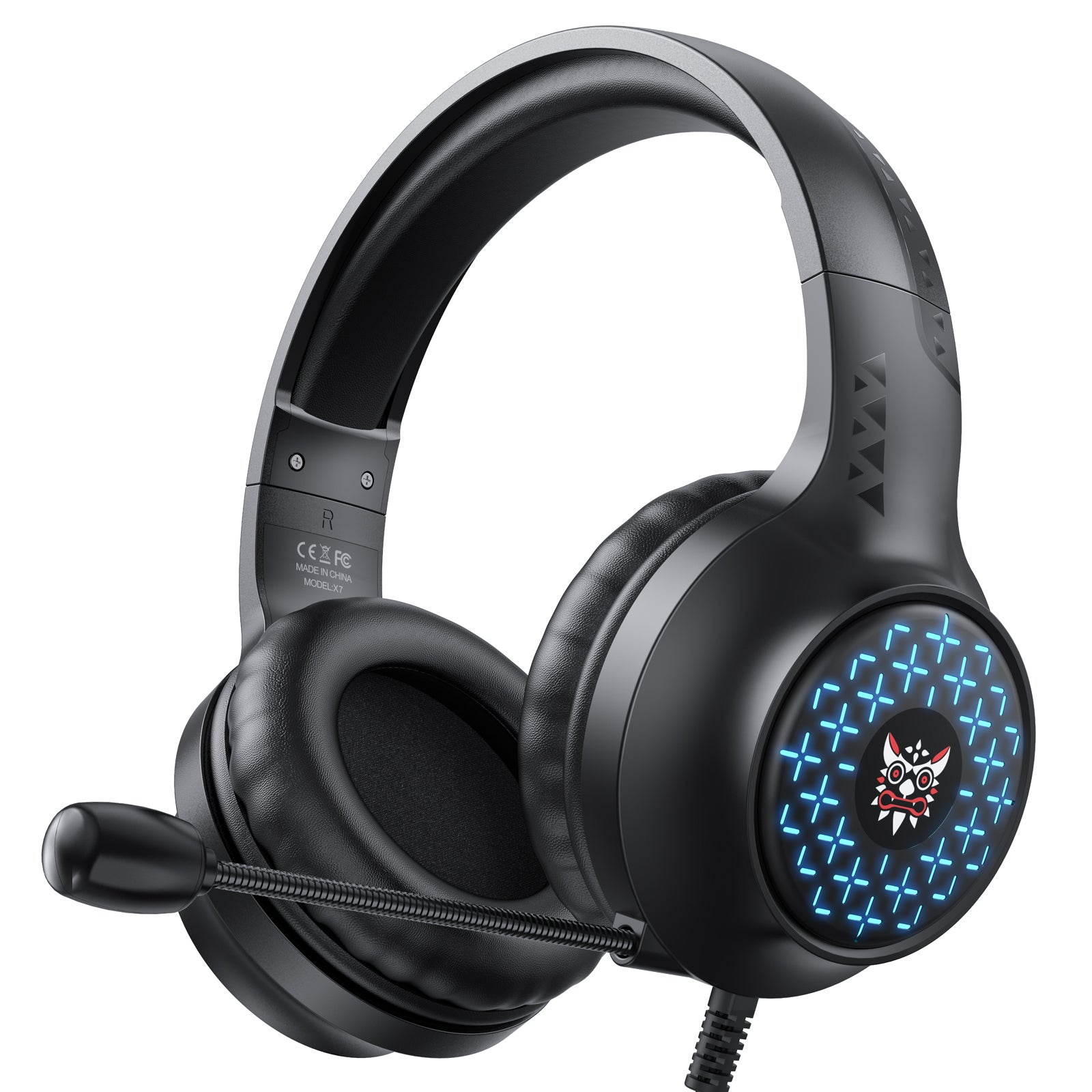 Слушалки Onikuma X7, За компютър, Микрофон, Подсветка, 3.5mm, USB, Черен - 20672
