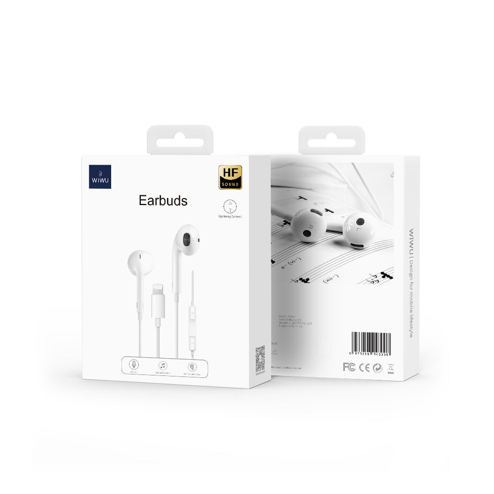 Слушалки за мобилни устройства WiWu Earbuds 302 BT, Lightning, Mикрофон, Бял - 20734