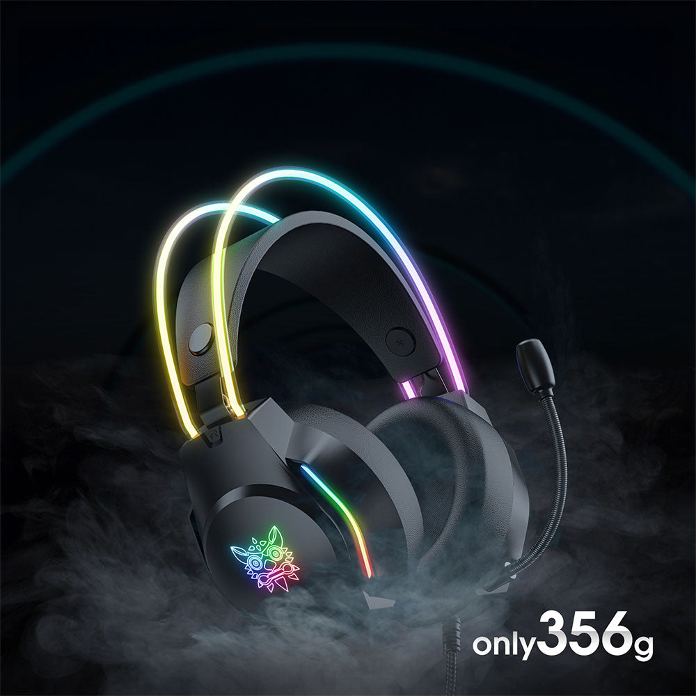 Слушалки Onikuma X26, За компютър, Микрофон, Подсветка, 3.5mm, USB, Черен - 20744