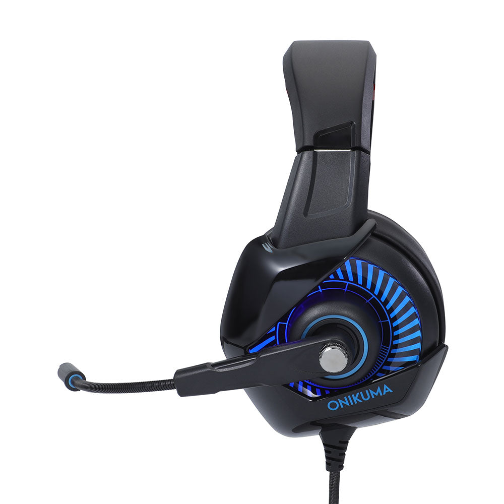 Слушалки Onikuma K6 Blue, За компютър, Микрофон, Подсветка, 3.5mm, USB, Черен - 20746