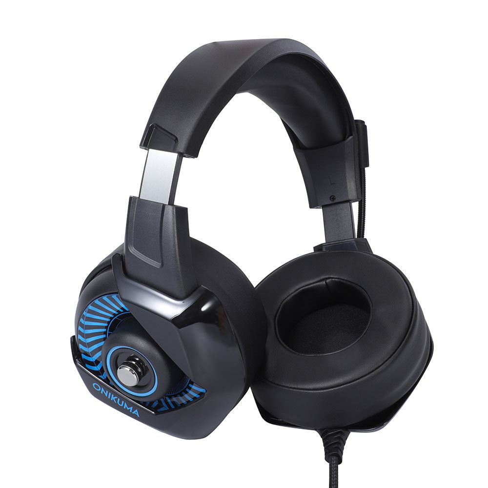 Слушалки Onikuma K6 Blue, За компютър, Микрофон, Подсветка, 3.5mm, USB, Черен - 20746