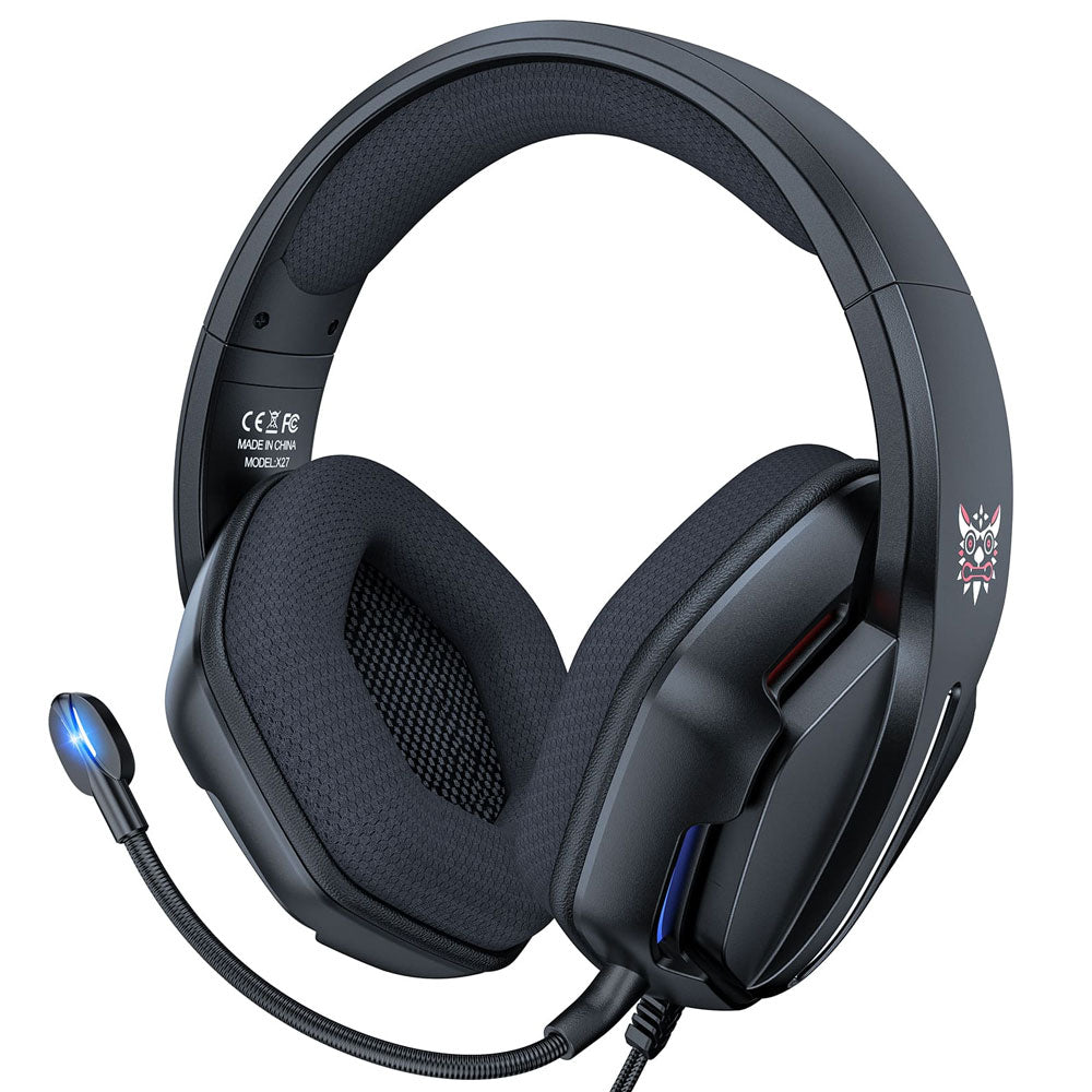 Слушалки Onikuma X27, За компютър, Микрофон, Подсветка, 3.5mm, USB, Черен - 20775
