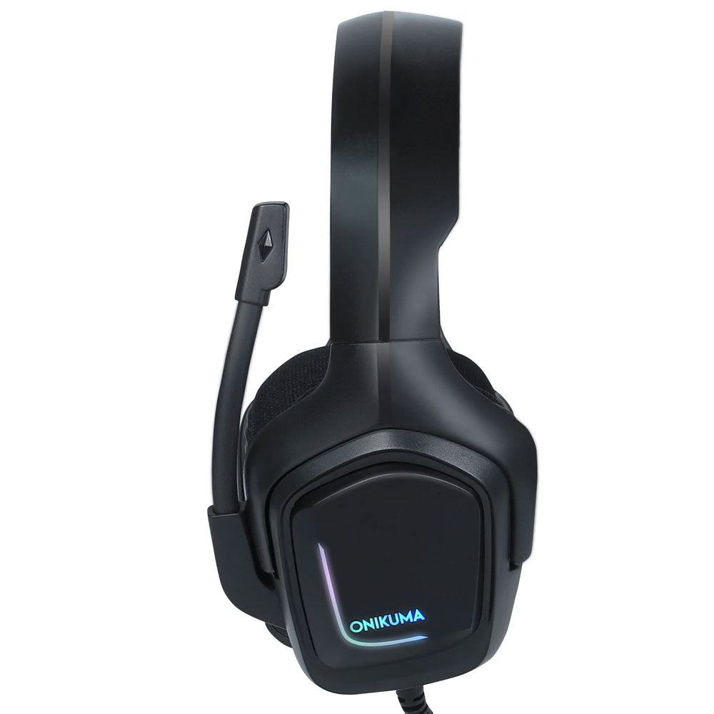 Слушалки Onikuma K20, За компютър, Микрофон, Подсветка, 3.5mm, USB, Черен - 20777