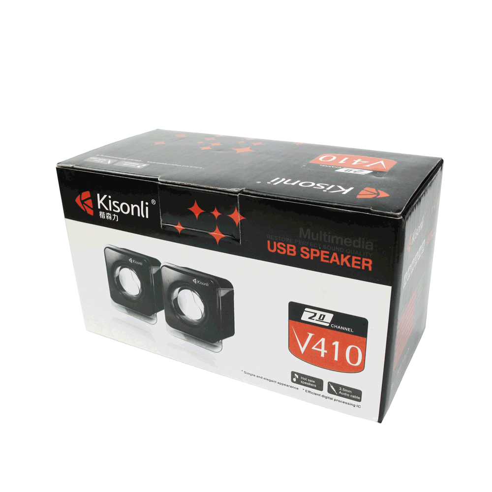 Тонколони Kisonli V410, 3W*2, USB, Черни - 22044
