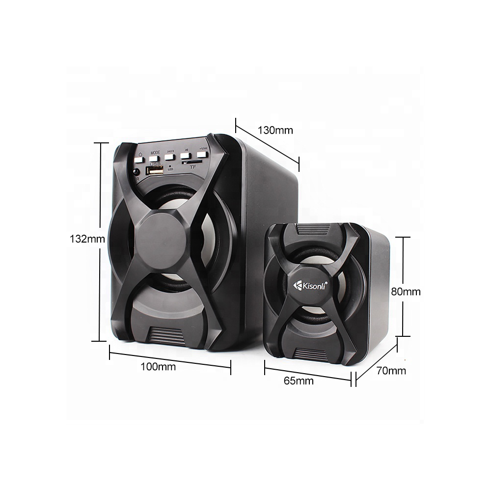 Тонколони Kisonli U-2500BT, Bluetooth, 5W+3W*2, USB, Черен - 22115