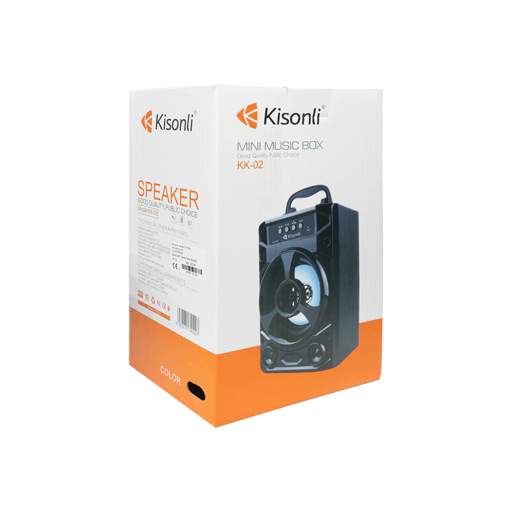 Тонколона Kisonli KK-02, Bluetooth, USB, SD, FM, Черен - 22134