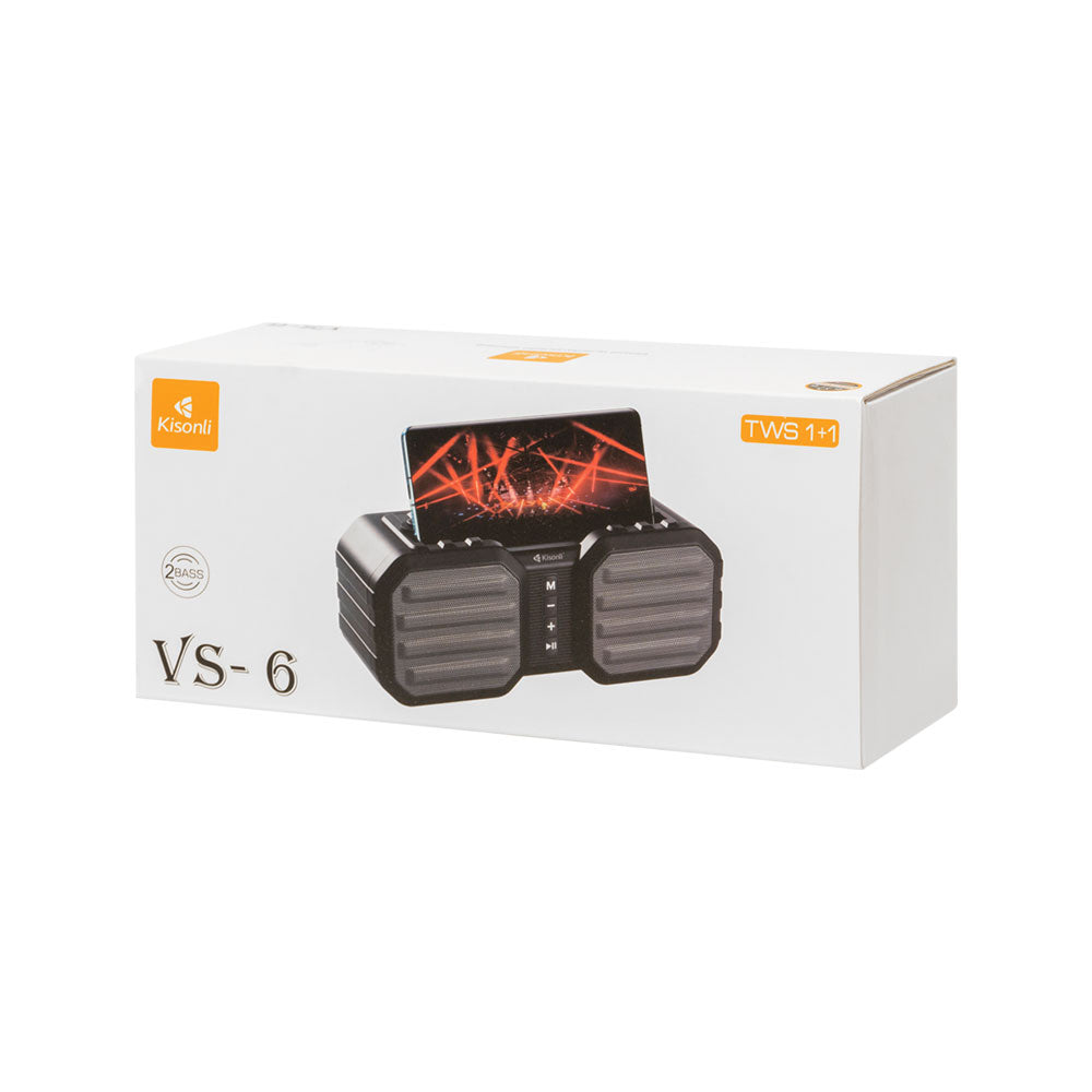 Тонколона Kisonli VS-6 TWS, Bluetooth, USB, SD, FM, Различни цветове - 22144