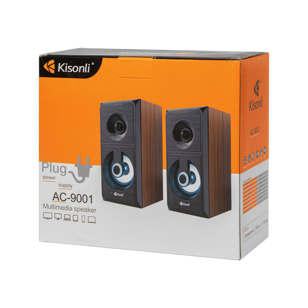 Тонколони Kisonli AC-9001, Подсветка, 2x3W, 220V, Черен - 22147