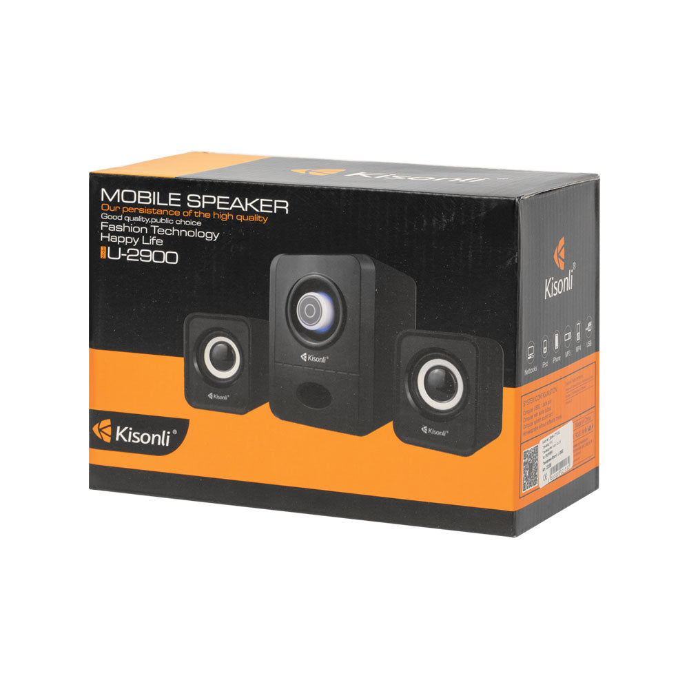 Тонколони Kisonli U-2900, 5W+2x3W, USB, Черен - 22153