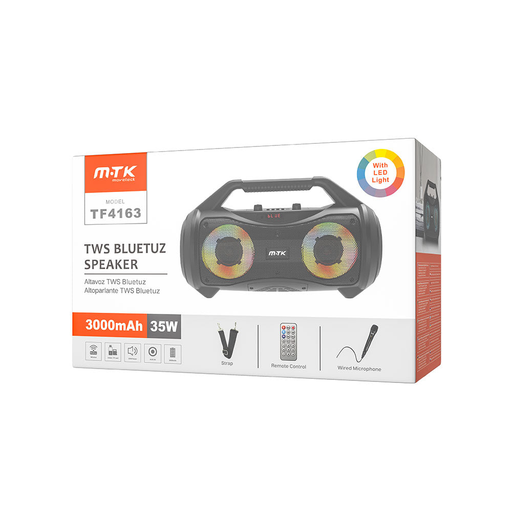 Тонколона Moveteck TF4163, Караоке, Bluetooth, TWS, USB, SD, FM, AUX, Черен - 22167