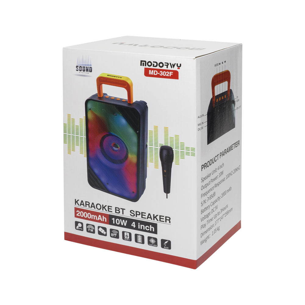Тонколона Modorwy MD-302F, Караоке, Микрофон, Bluetooth, USB, SD, FM, AUX, Черен - 22177
