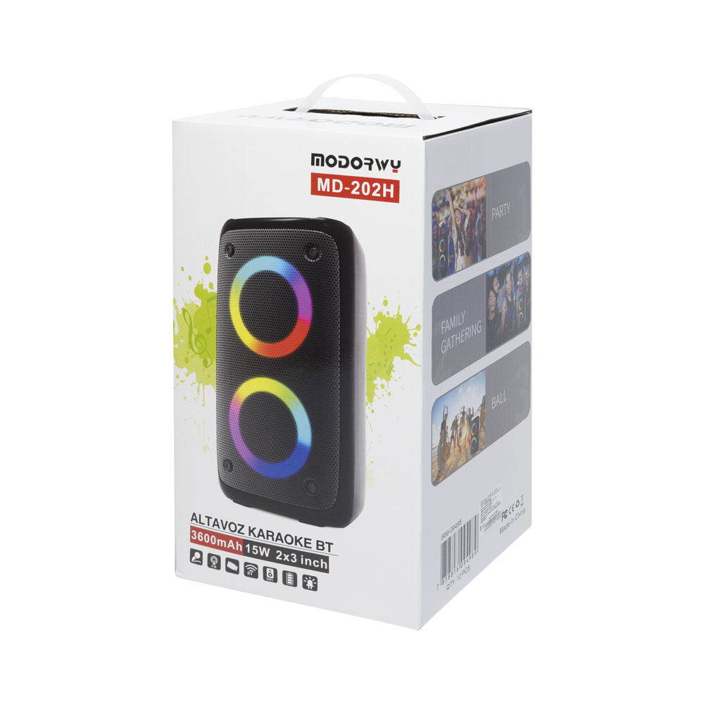 Тонколона Modorwy MD-202H, Караоке, Bluetooth, USB, SD, FM, AUX, Черен - 22180
