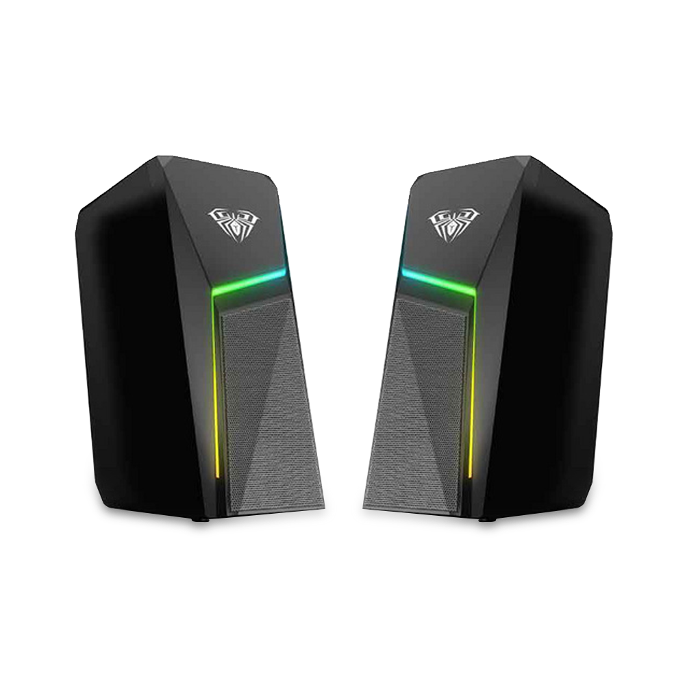 Тонколони Aula N-521, 2x3W, USB, RGB, Черен - 22181