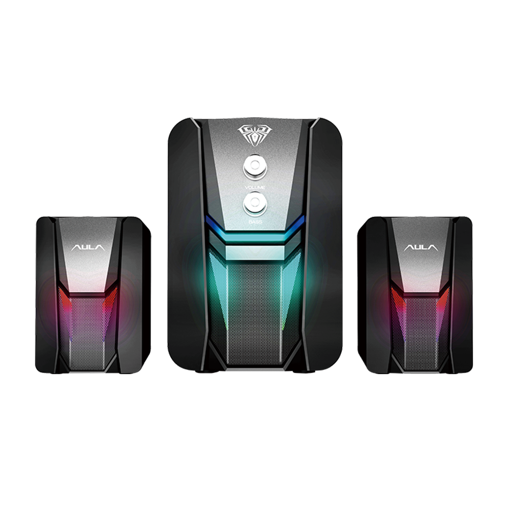 Тонколони Aula N-189, 2x3W, USB, RGB, Черен - 22182