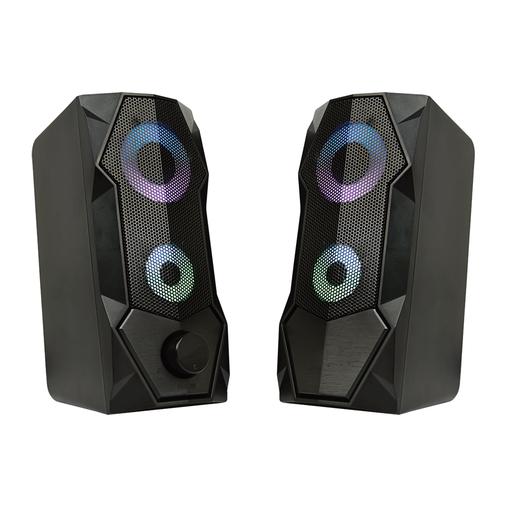 Тонколони Aula N-301, 2x3W, USB, RGB, Черен - 22185