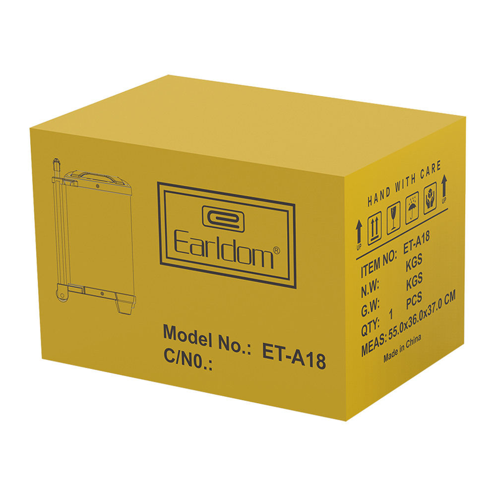 Тонколона Earldom ET-A18, Караоке, Bluetooth, USB, FM, AUX, Микрофон, Черен - 22200