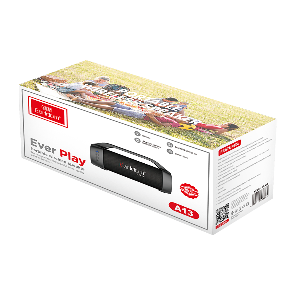 Тонколона Earldom ET-A13, Караоке, Bluetooth, USB, FM, AUX, Черен - 22203