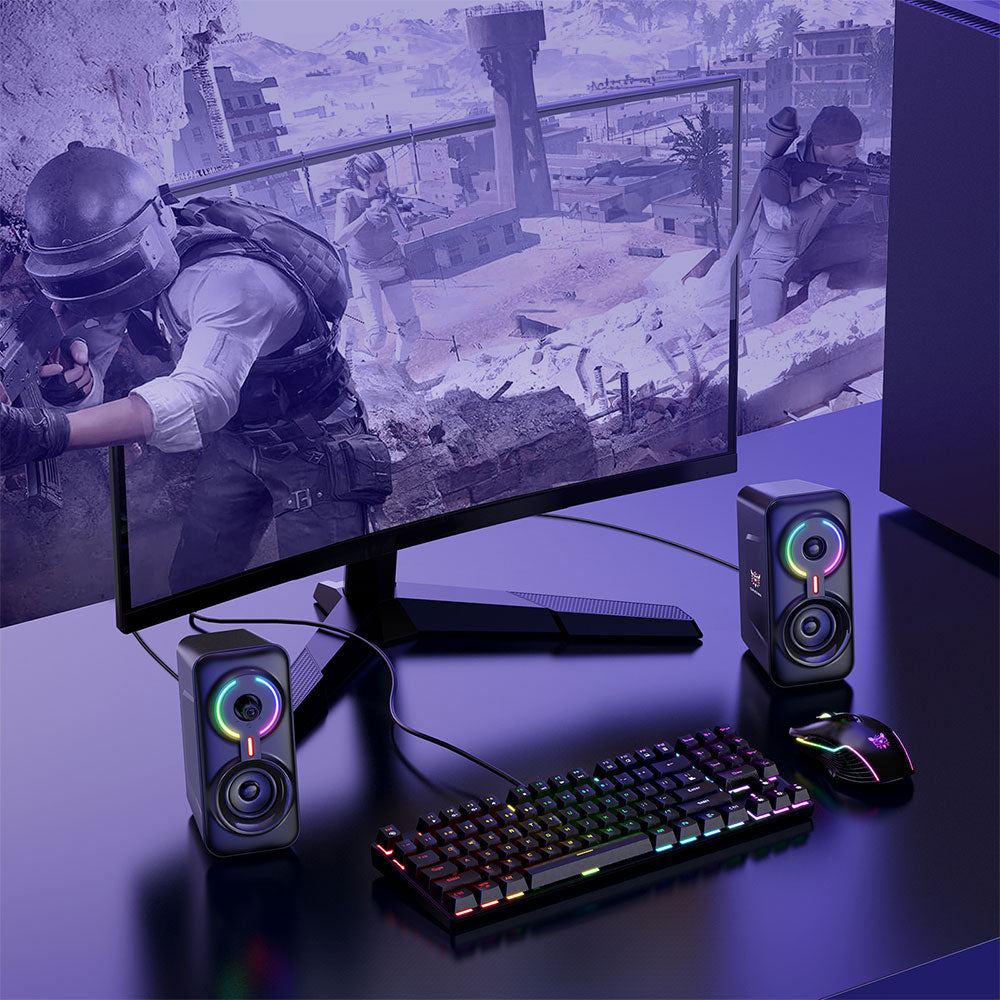 Тонколони Onikuma L6, 2x5W, USB, RGB, Черен - 22216