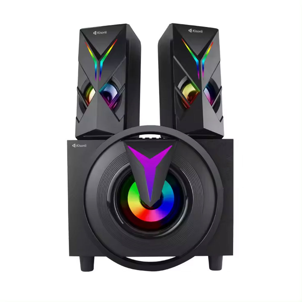 Тонколони Kisonli TM-1000U, Bluetooth, USB, AUX, SD, FM, 8W+2x4W, Черен - 22220