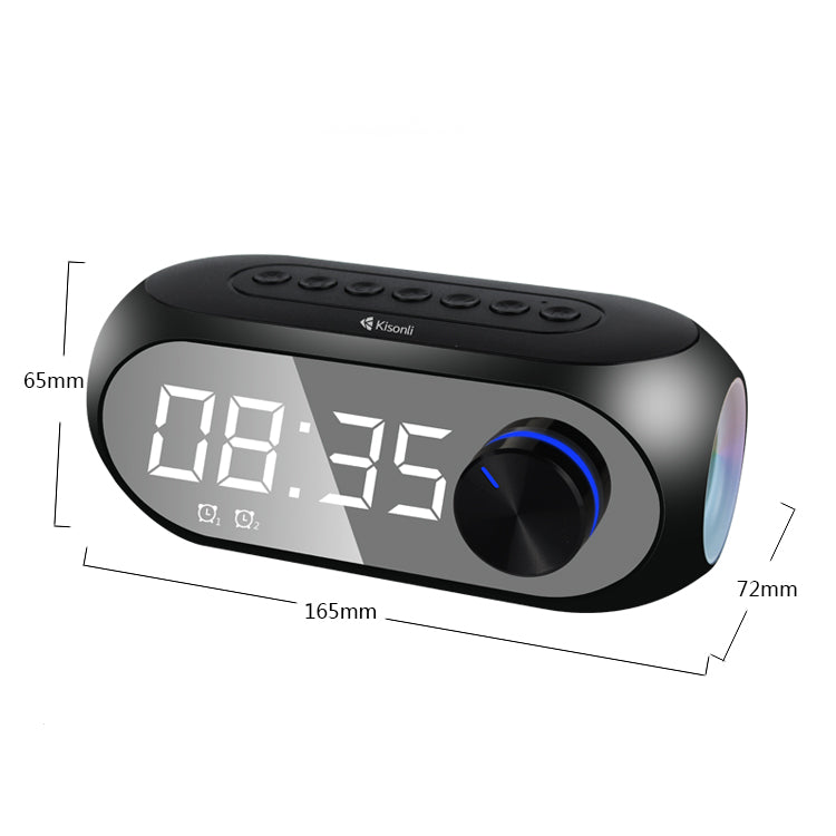 Тонколона Kisonli LP-2S, Bluetooth, Часовник, SD, FM, AUX, RGB, Черен - 22280