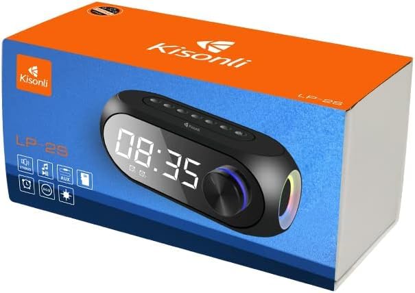 Тонколона Kisonli LP-2S, Bluetooth, Часовник, SD, FM, AUX, RGB, Черен - 22280