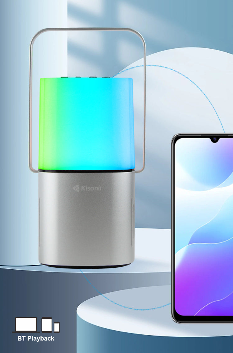 Тонколона Kisonli Q6 Plus, Bluetooth, AUX, SD, FM, RGB, Сребрист - 22282