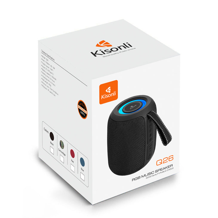 Тонколона Kisonli Q26, Bluetooth, USB, SD, FM, RGB, Различни цветове - 22287