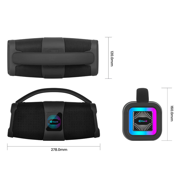 Тонколона Kisonli K5, Bluetooth, USB, SD, AUX, FM, RGB, Черен - 22293