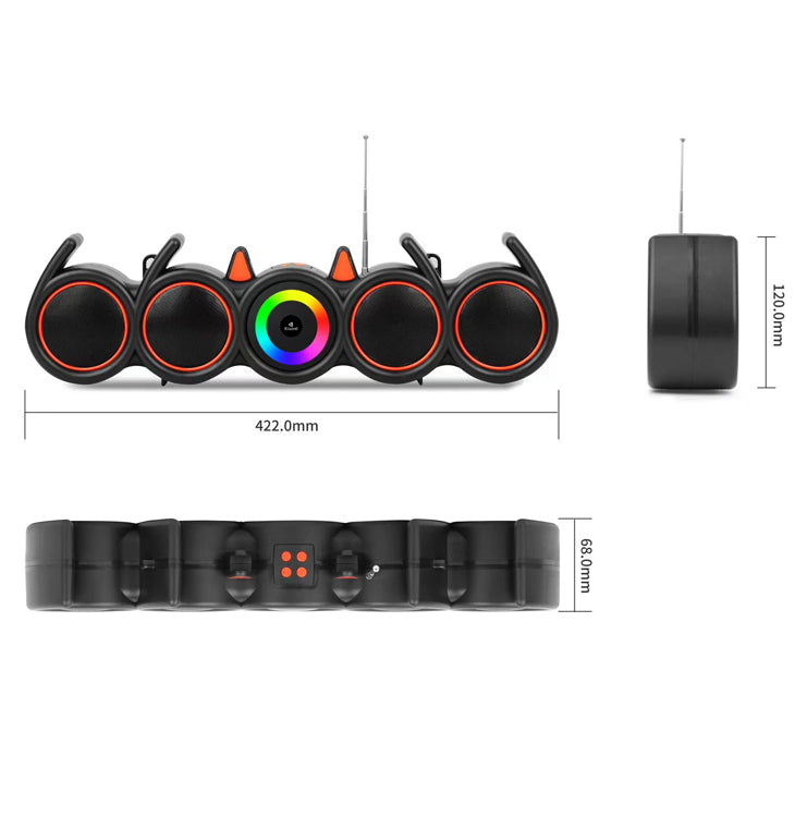 Тонколона Kisonli LED-918, Bluetooth, USB, SD, RGB, AUX, FM, Черен - 22317