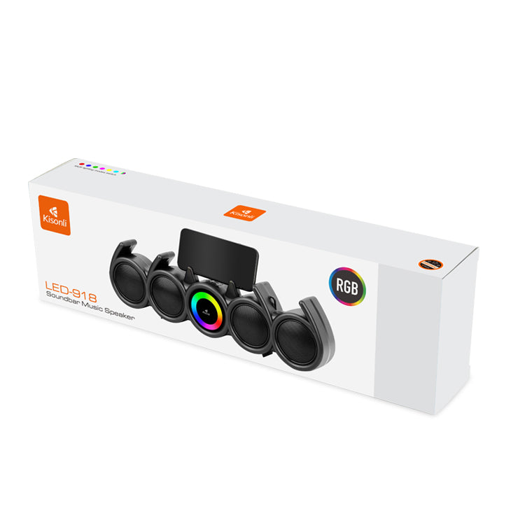 Тонколона Kisonli LED-918, Bluetooth, USB, SD, RGB, AUX, FM, Черен - 22317