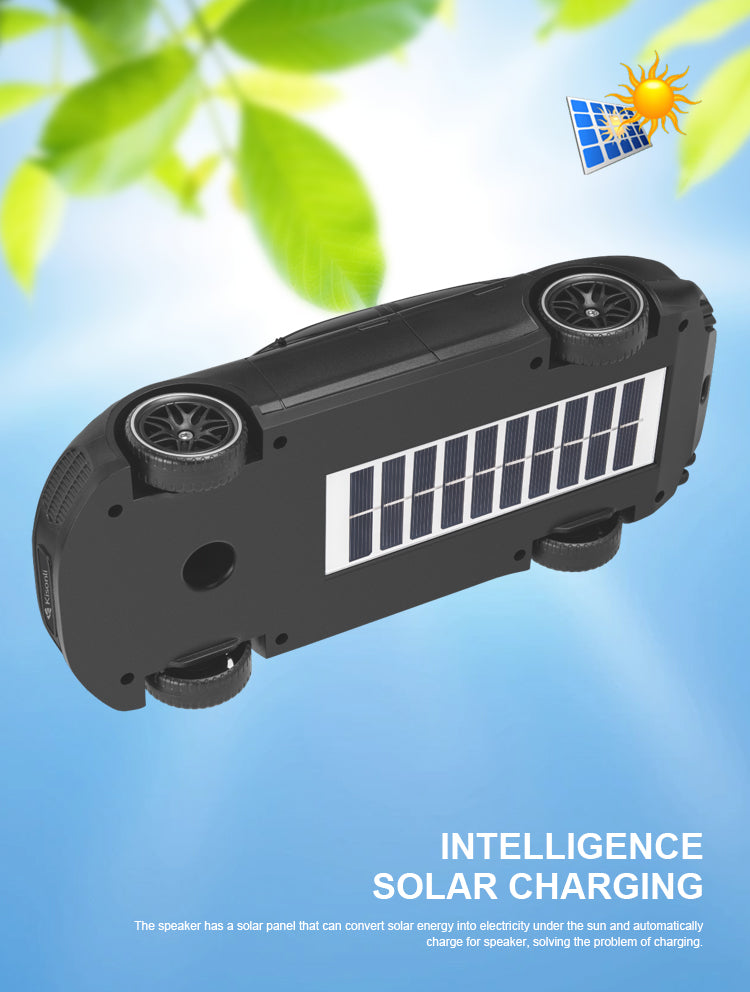 Тонколона Kisonli B5, Bluetooth, Солар, USB, SD, FM, Черен - 22319