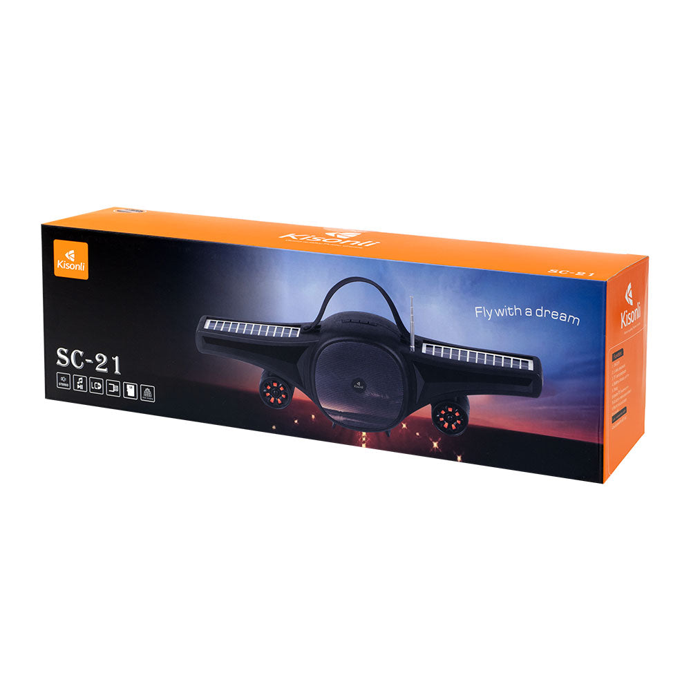 Тонколона Kisonli SC-21, Bluetooth, Солар, USB, SD, FM, Черен - 22321