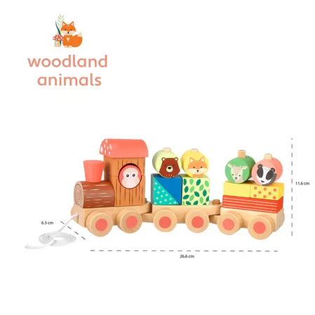 Дървено влакче за дърпане, сортер - Woodland Animals - снимка 5
